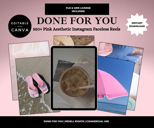 550+ Pink Aesthetic Instagram Faceless Reels Content for Social Media
