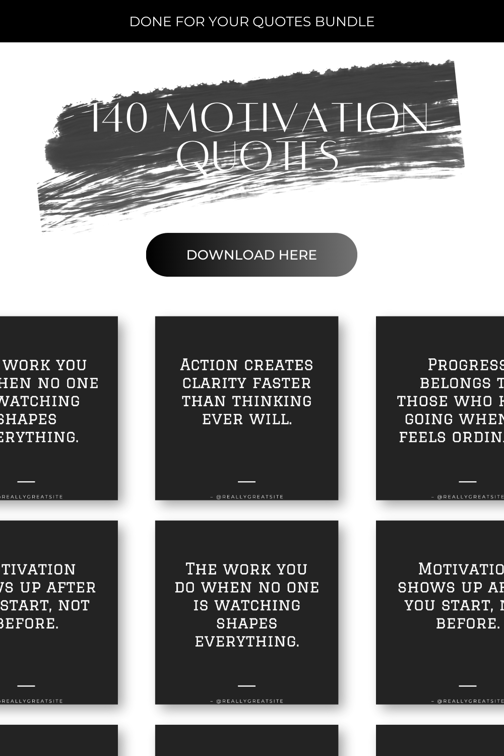 Motivational quotes with a black and white design on a white background