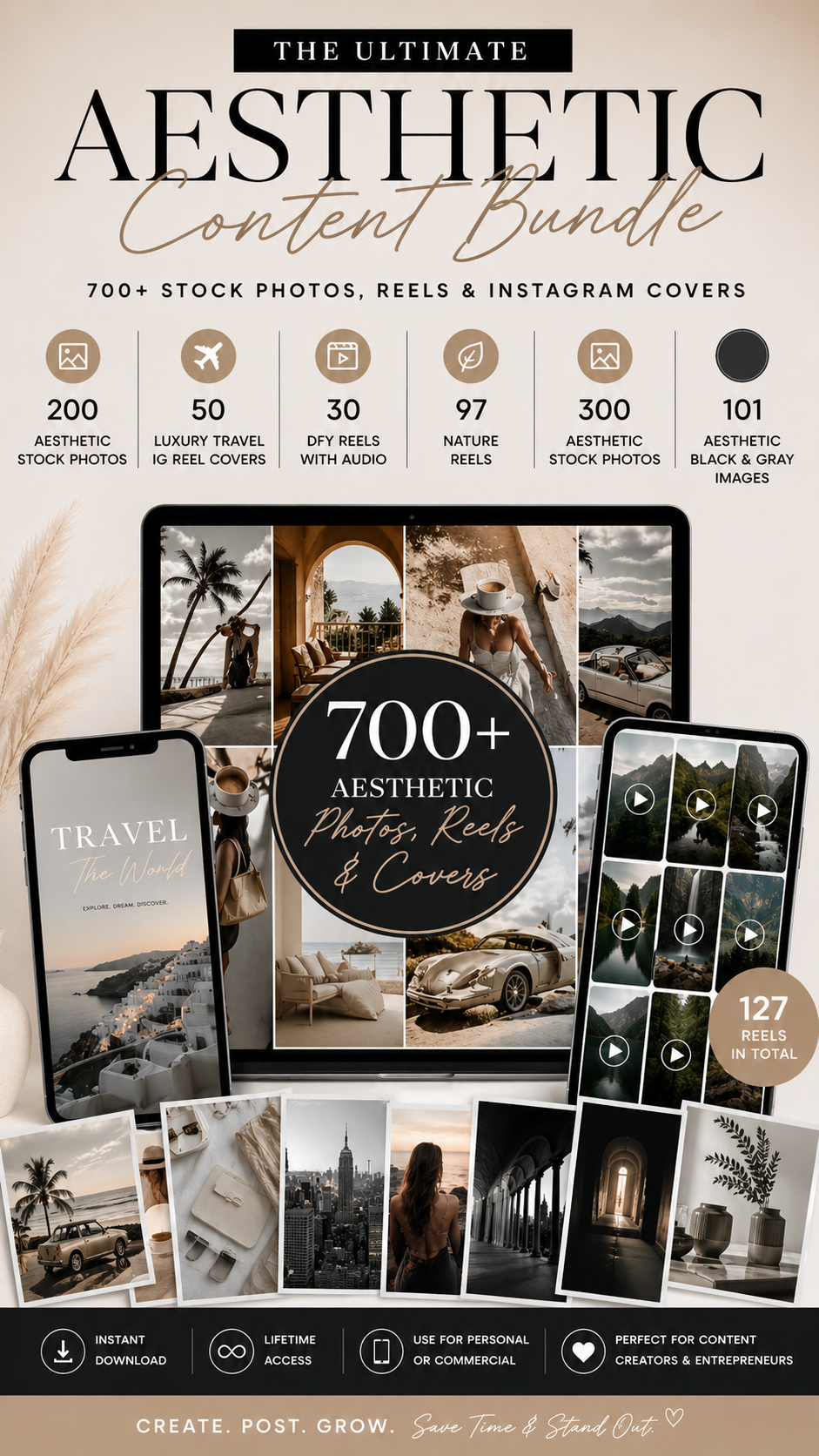 Done-For-You Aesthetic Content Bundle – 700+ Photos, Viral Reels & IG Covers for Creators