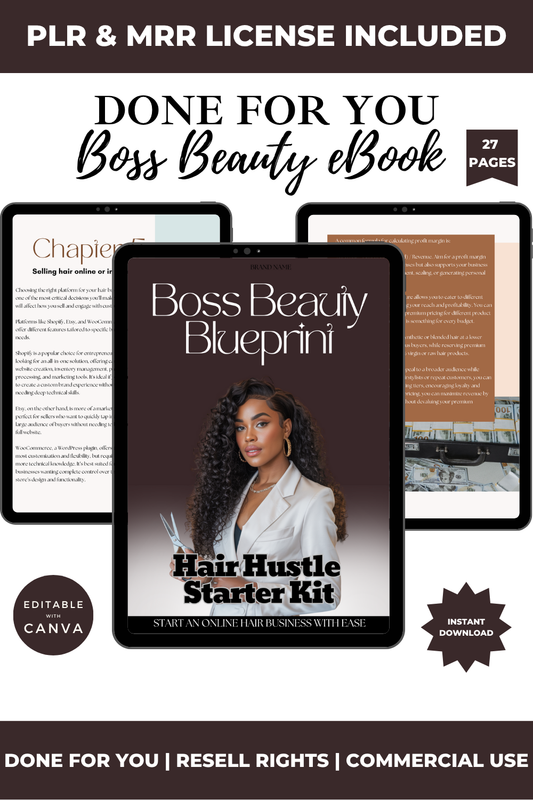 Cover of 'Boss Beauty Blueprint' eBook with a woman on an tablet screen