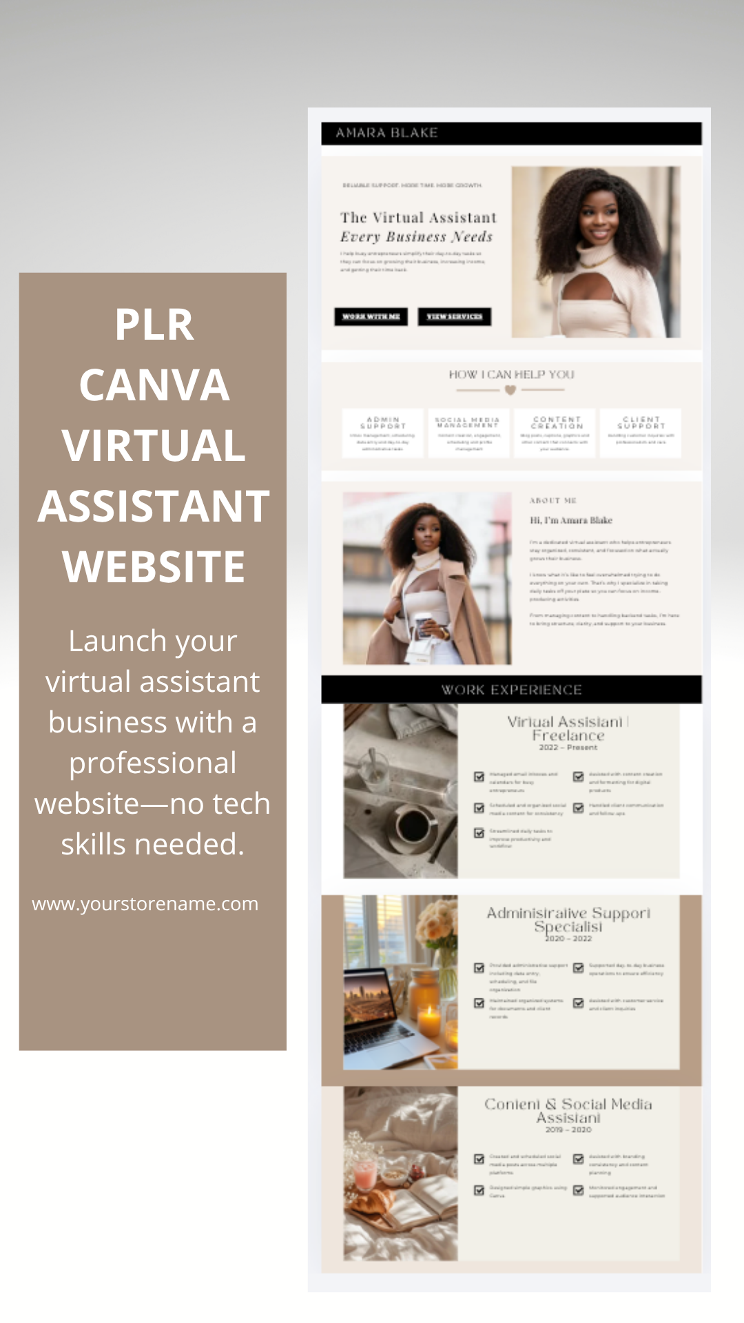 PLR Virtual Assistant Canva Website Template